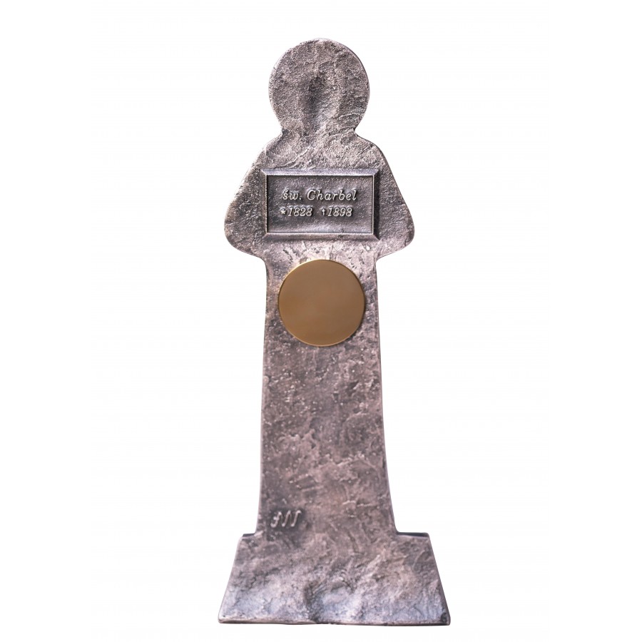 Złocony relikwiarz mosiężny 24 cm-  Postać św. Charbel - zdjęcie 2