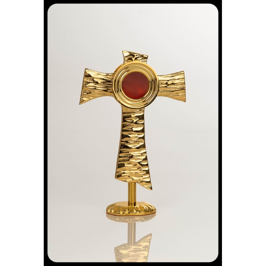 Relikwiarz mosiężny w kształcie franciszkańskiego symbolu. Dostępny w trzech kolorach - wys. 20 cm - zdjęcie 2