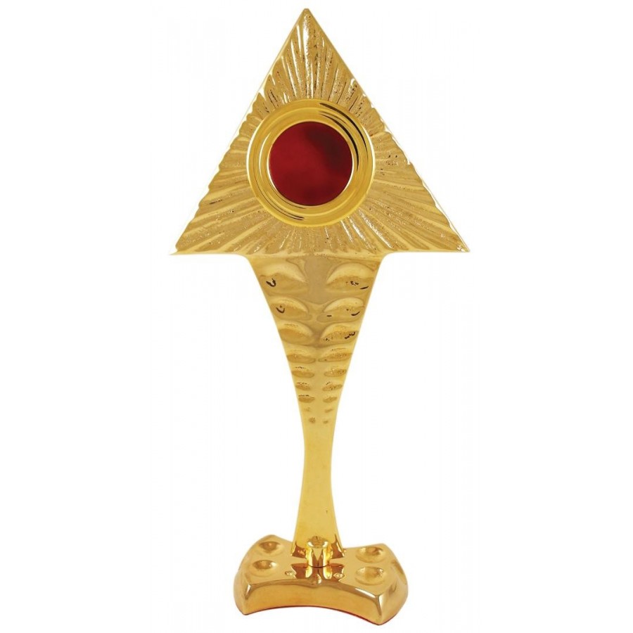 Złocony relikwiarz mosiężny w symbolice oka opatrzności - wys. 25 cm - Brak kategorii - Nowość