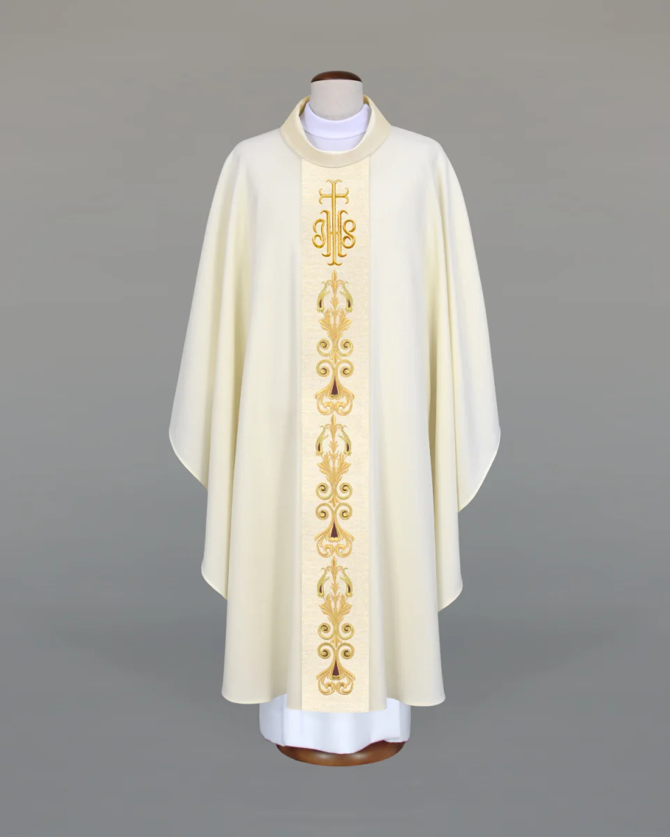 Ornat haftowany ecru - IHS - Ornaty białe/ ecru - Nowość