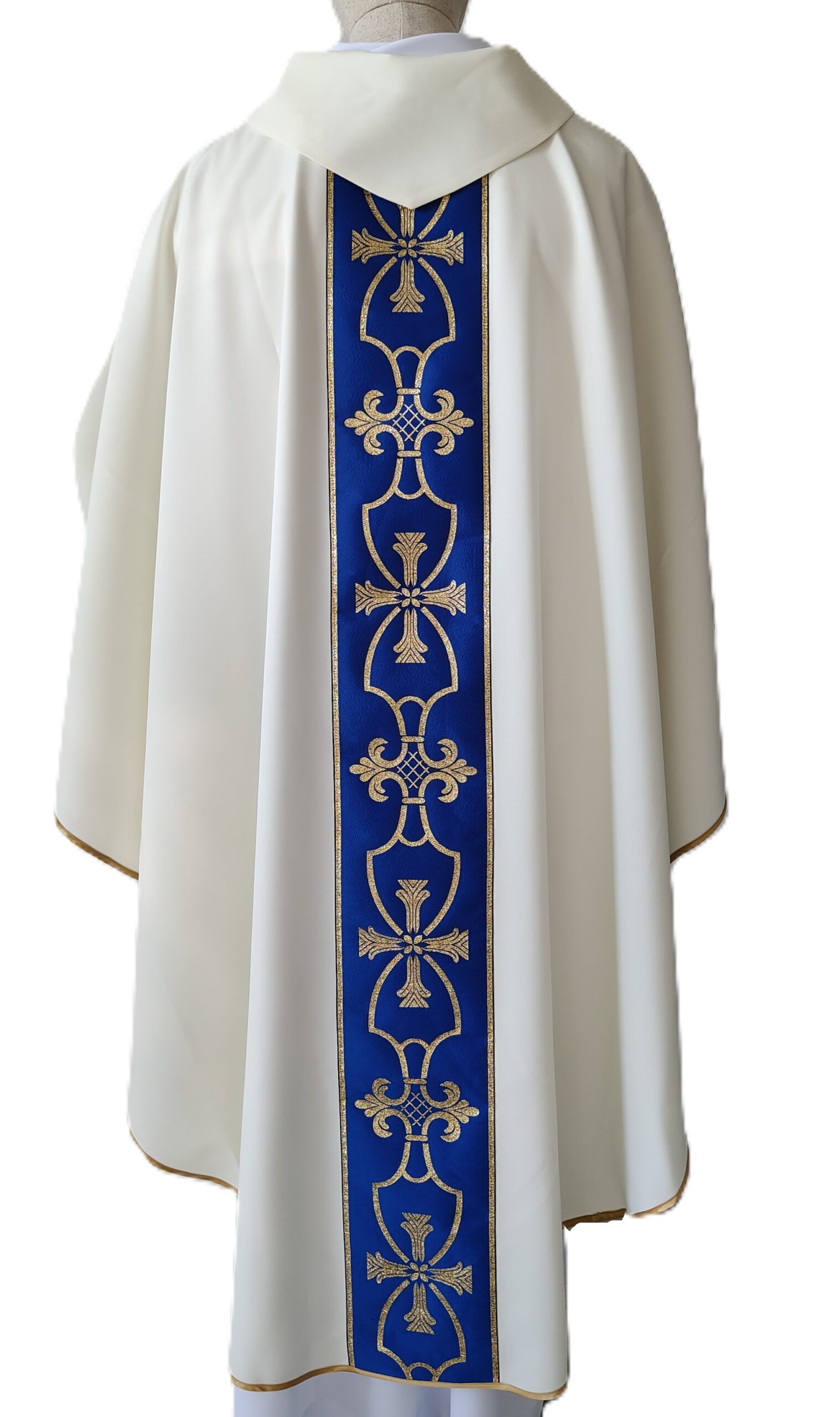 Ornat ecru Tau - pas maryjny, niebieski - zdjęcie 2