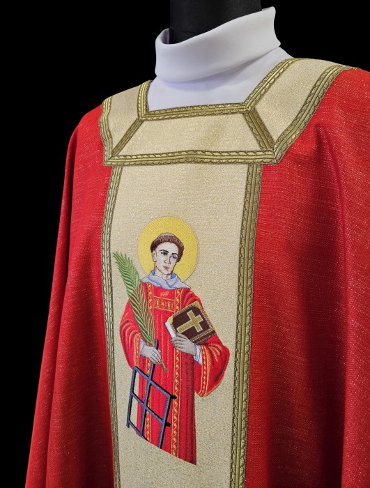 Ornat haftowany Święty Wawrzyniec – czerwony - zdjęcie 2