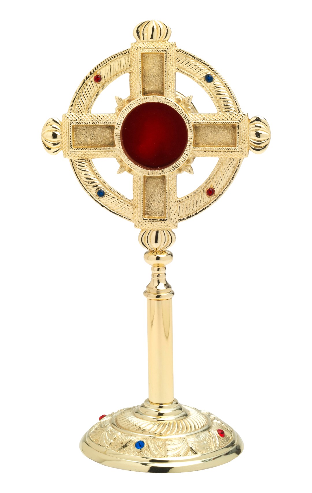 Relikwiarz z kamieniami szlachetnymi, pozłacany - 32 cm