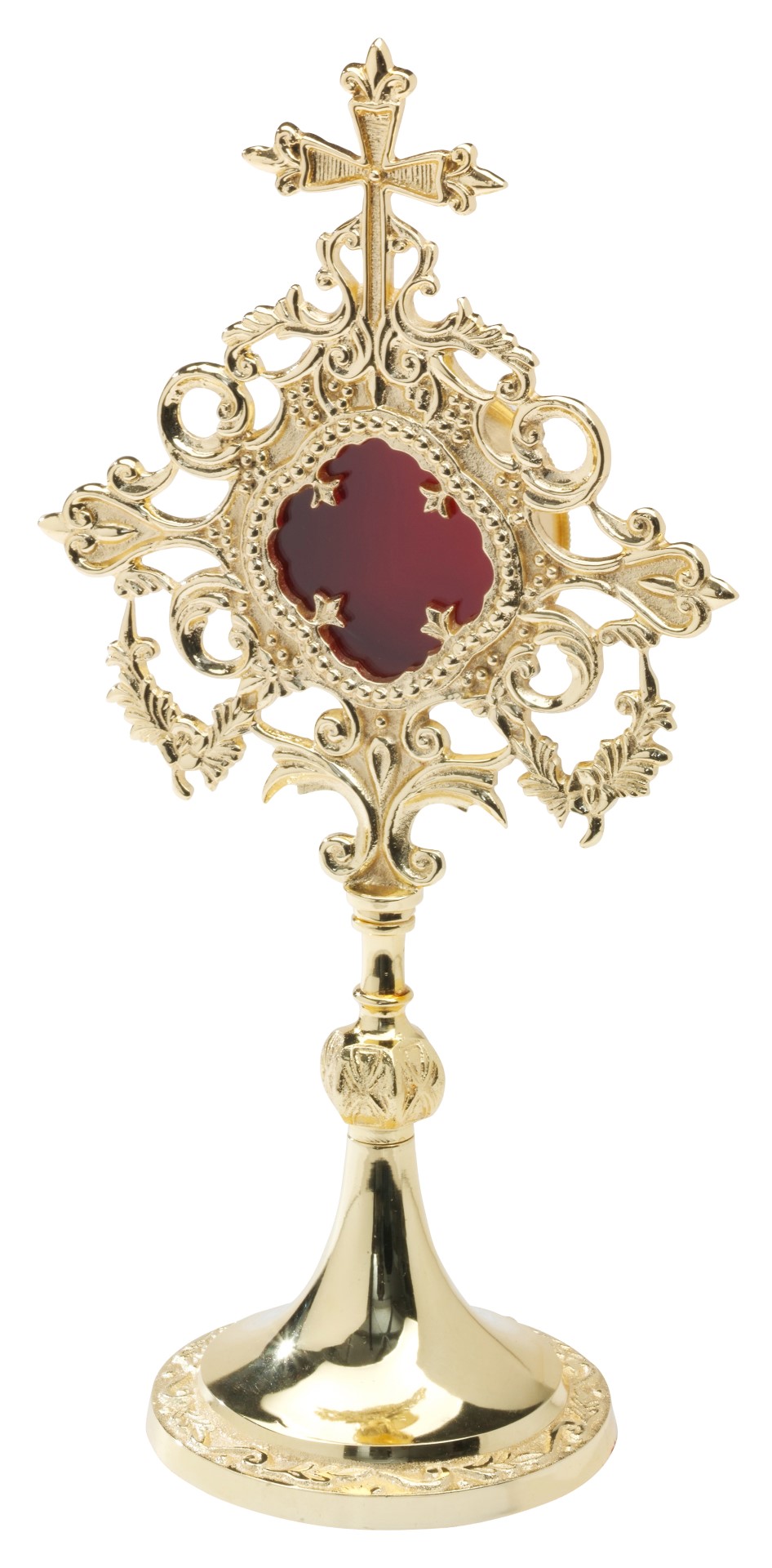 Relikwiarz z kamieniami szlachetnymi, pozłacany - 34 cm - RELIKWIARZE - Nowość