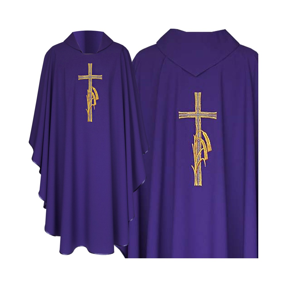 Ornat krzyż + kłosy (kolory liturgiczne) - Ornaty haftowane