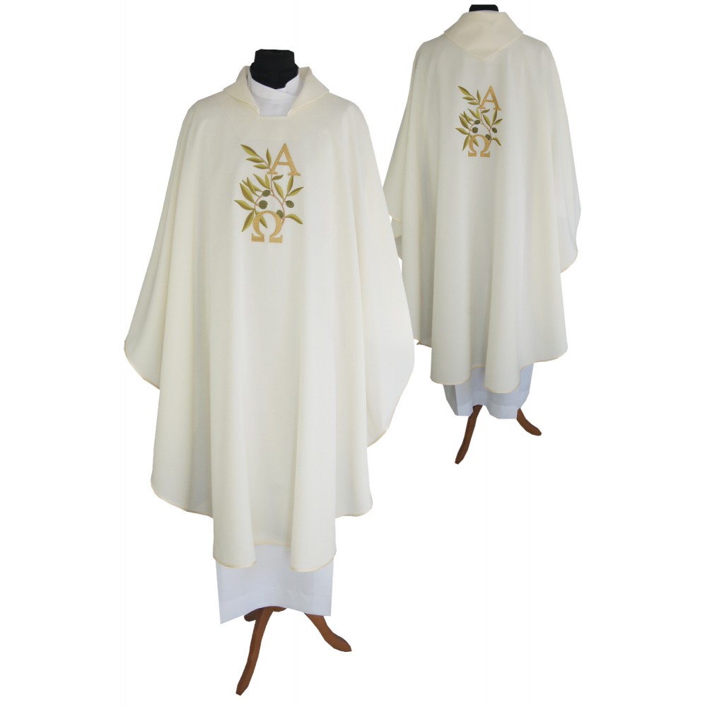 Ornat Alfa Omega+kłosy (kolory liturgiczne) - Ornaty haftowane