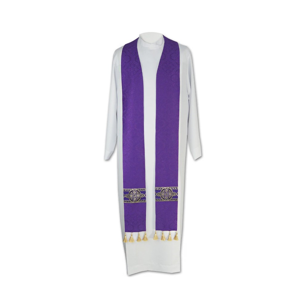 Stuła kapłańska z chwostami, żakard (kolory liturgiczne) - KONCELEBRA