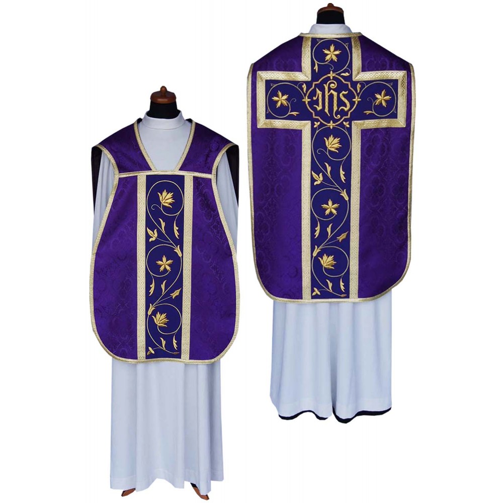 Ornat rzymski IHS - kolory liturgiczne, żakard (34) - zdjęcie 12