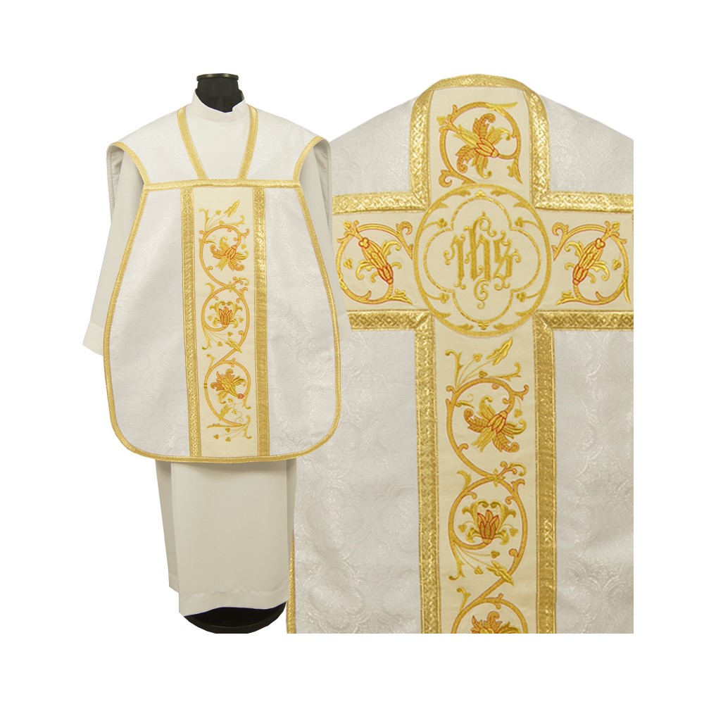 Ornat rzymski IHS - kolory liturgiczne, żakard (35) - zdjęcie 15