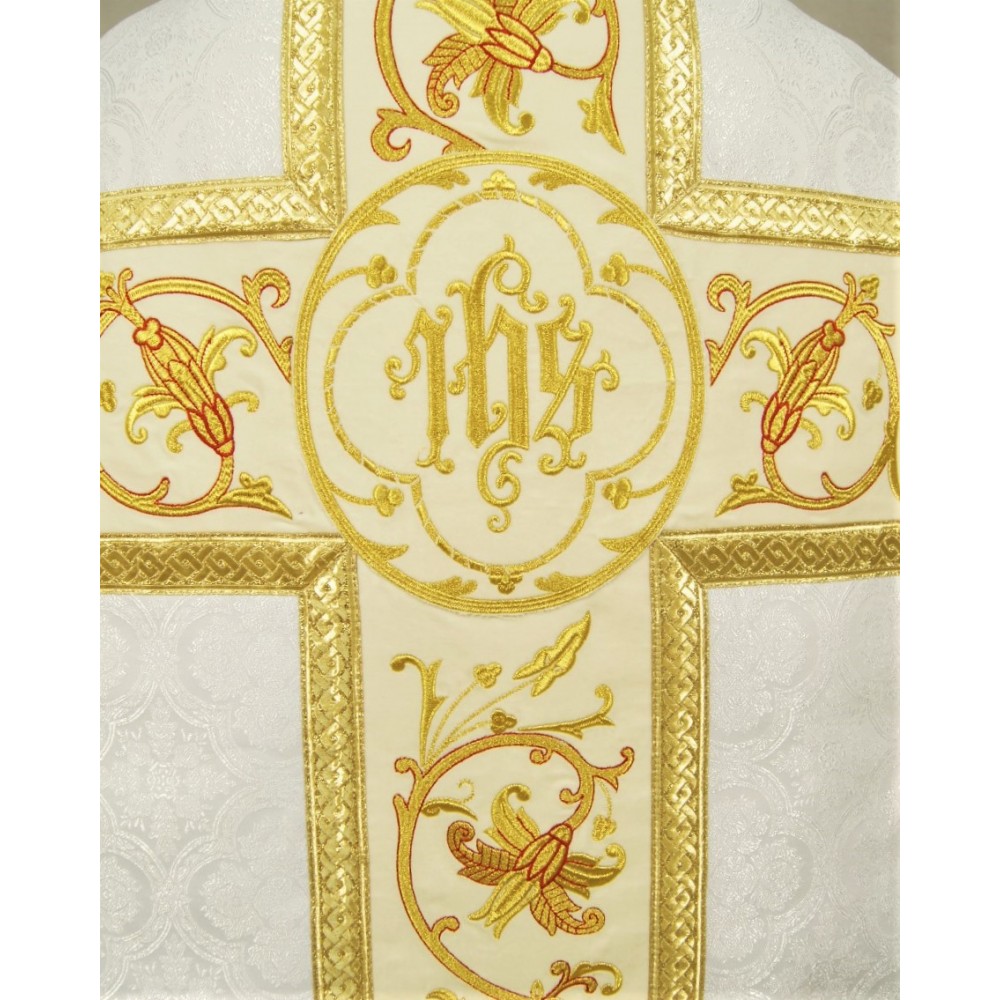Ornat rzymski IHS - kolory liturgiczne, żakard (35) - zdjęcie 13