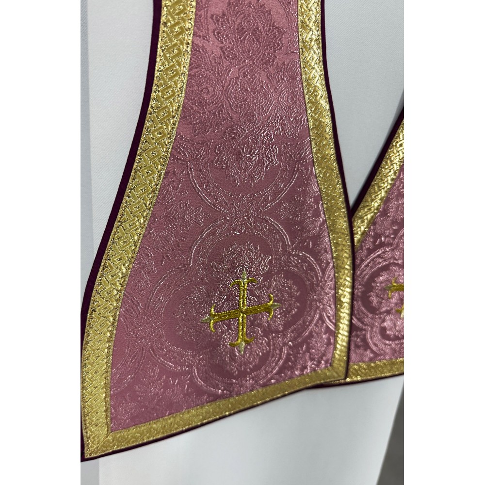 Ornat rzymski IHS - różowy, żakard (36) - zdjęcie 5