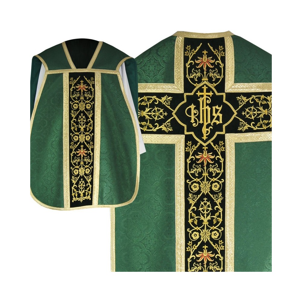 Ornat rzymski IHS - kolory liturgiczne, żakard (37) - zdjęcie 4
