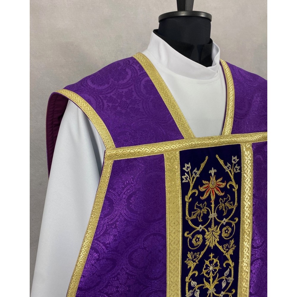 Ornat rzymski IHS - kolory liturgiczne, żakard (37) - zdjęcie 2