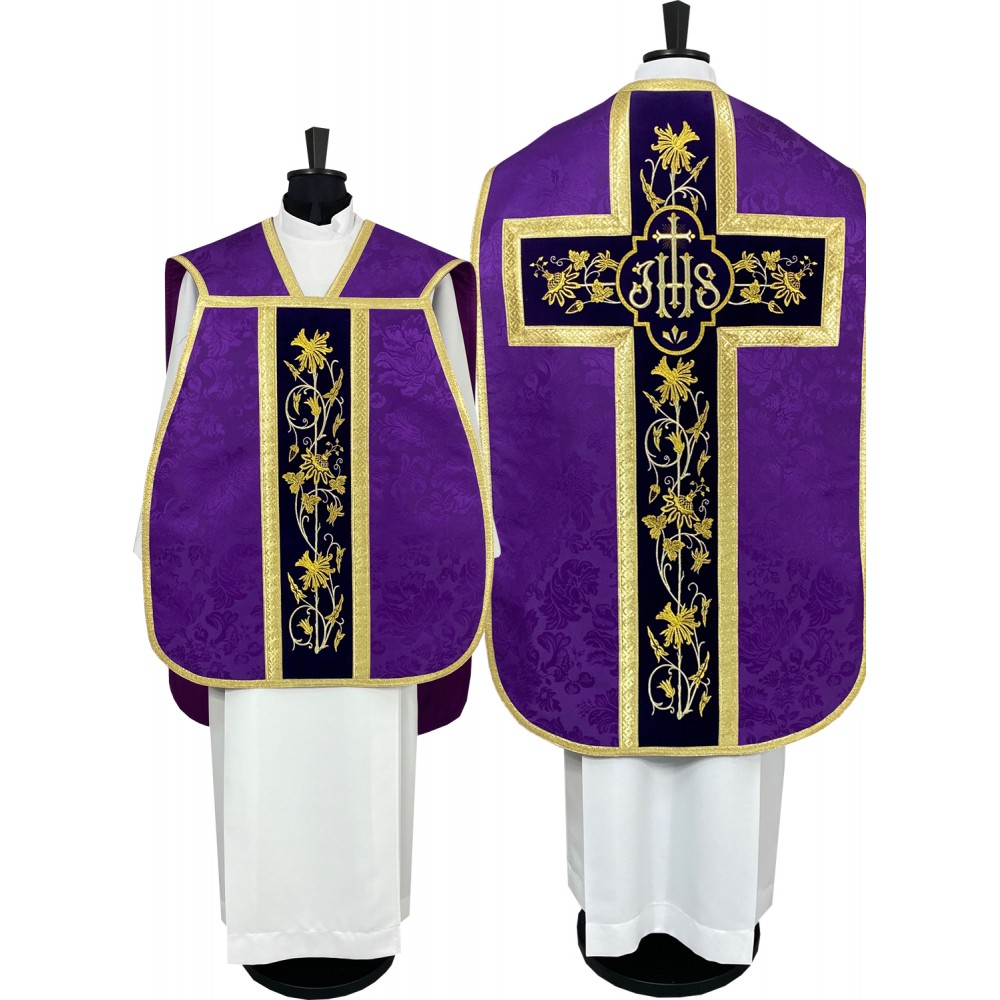 Ornat rzymski IHS - kolory liturgiczne, żakard (38) - zdjęcie 6