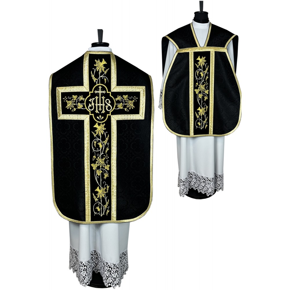 Ornat rzymski IHS - kolory liturgiczne, żakard (38) - zdjęcie 3