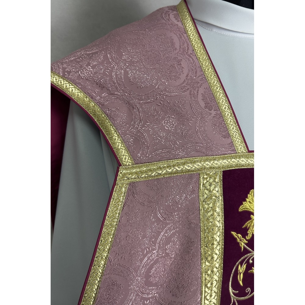 Ornat rzymski IHS - różowy, żakard (39) - zdjęcie 2