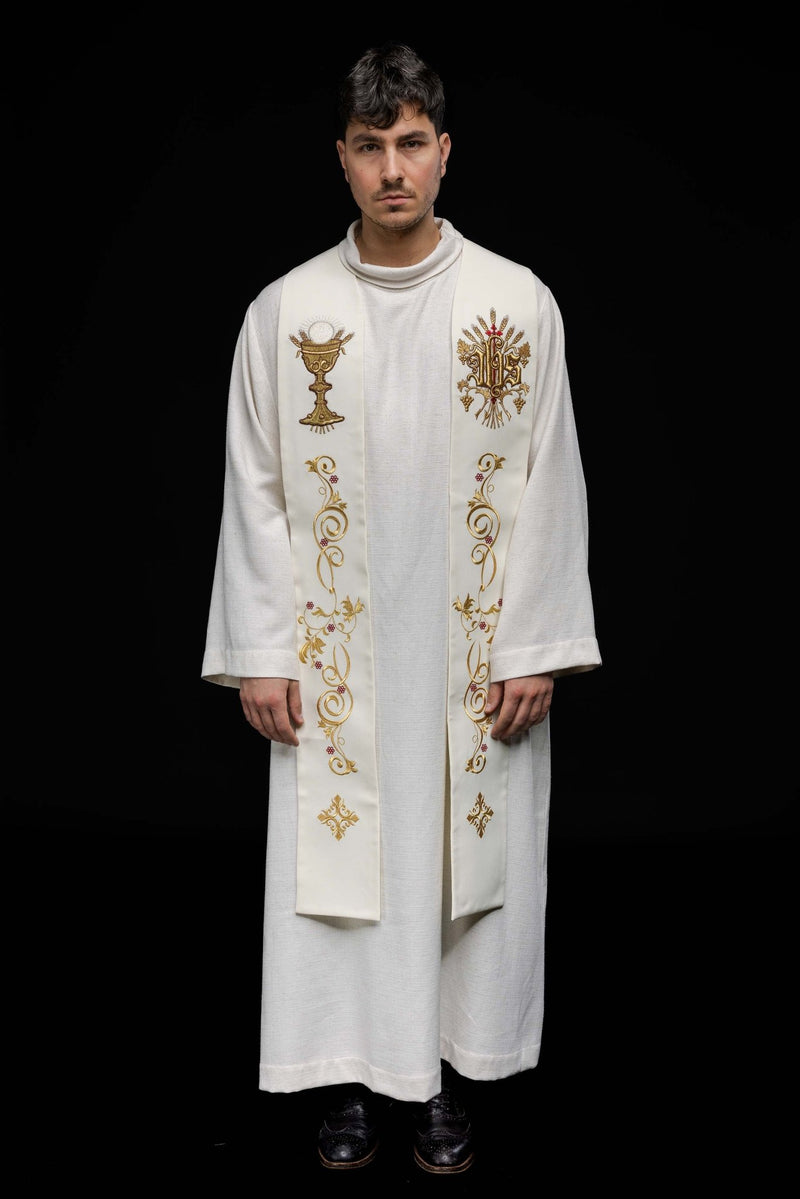 Stuła haftowana - Kielich + IHS (411) - EUCHARYSTYCZNE