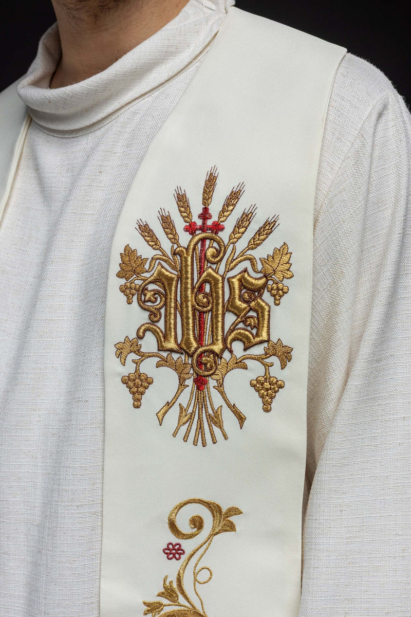 Stuła haftowana - Kielich + IHS (411) - zdjęcie 4