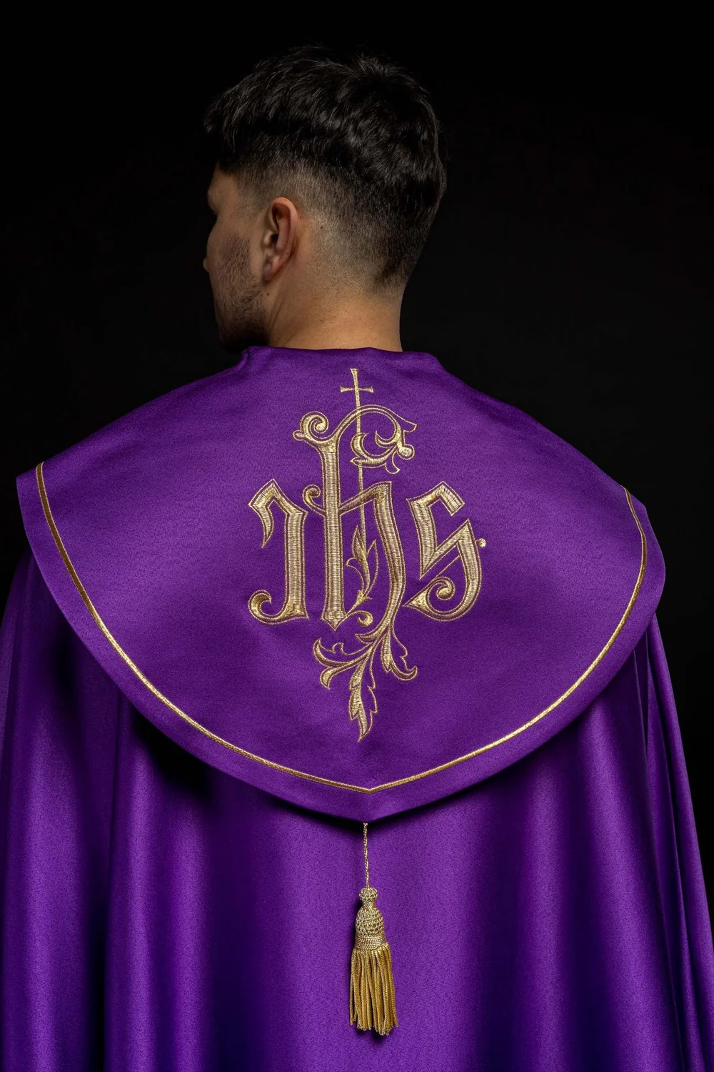 Kapa liturgiczna haftowana IHS - fioletowa (37) - zdjęcie 2