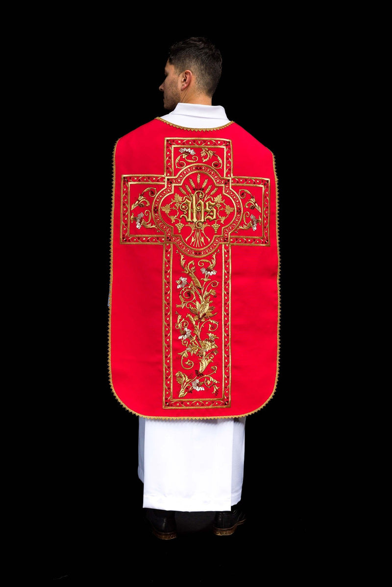 Ornat rzymski haftowany IHS - kolory liturgiczne (40) - zdjęcie 4