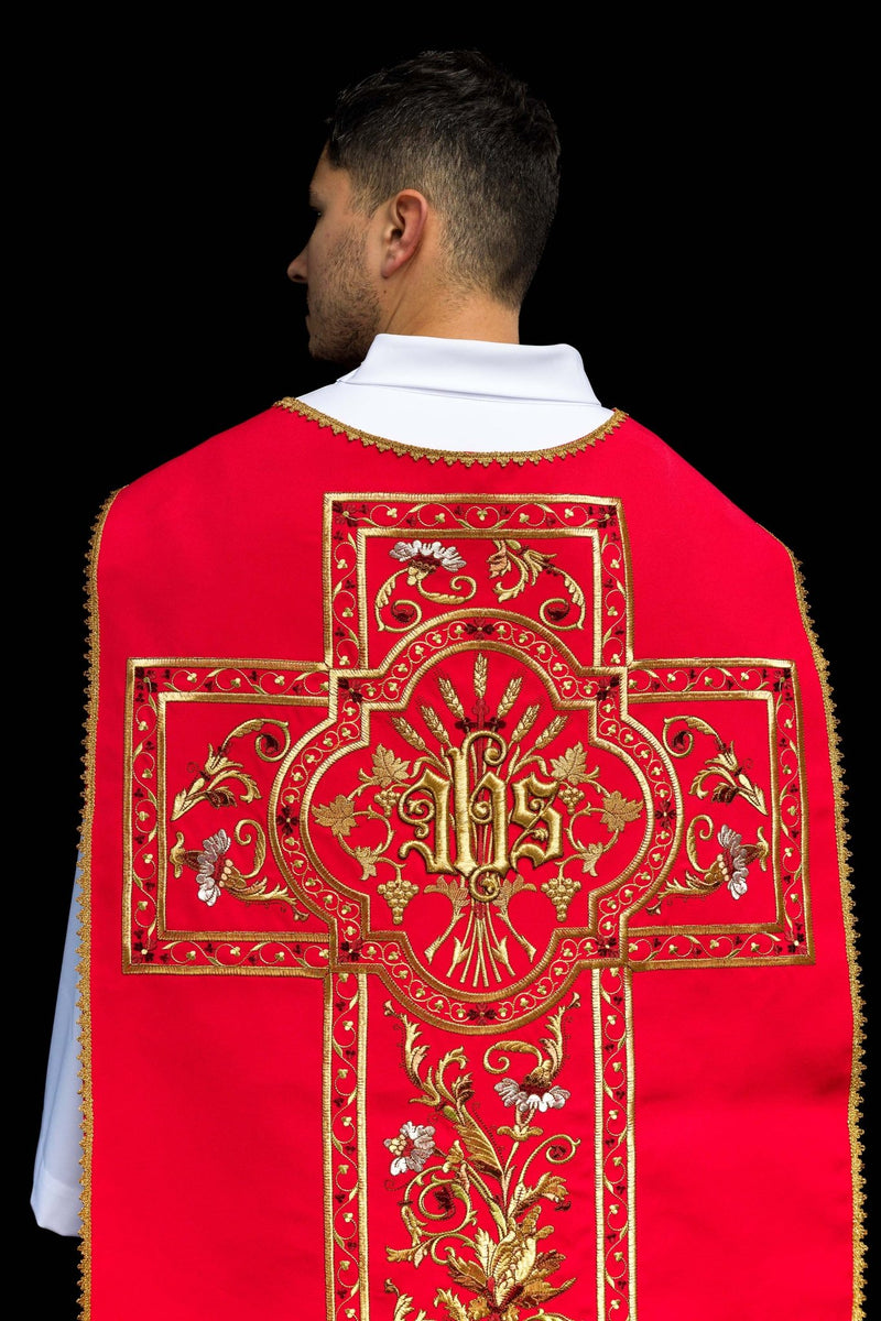 Ornat rzymski haftowany IHS - kolory liturgiczne (40) - zdjęcie 6