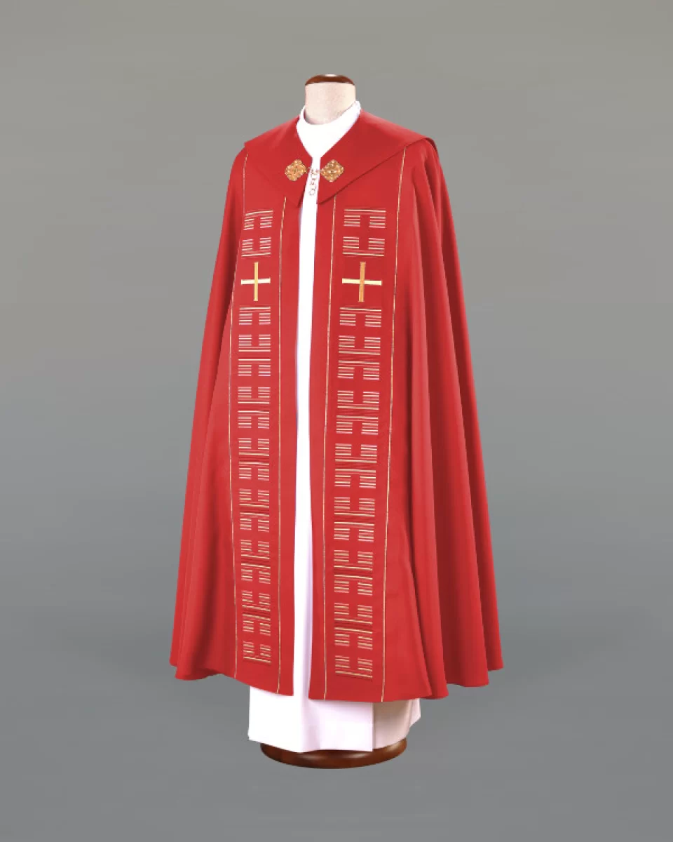 Kapa czerwona haftowana (62) - KAPY LITURGICZNE