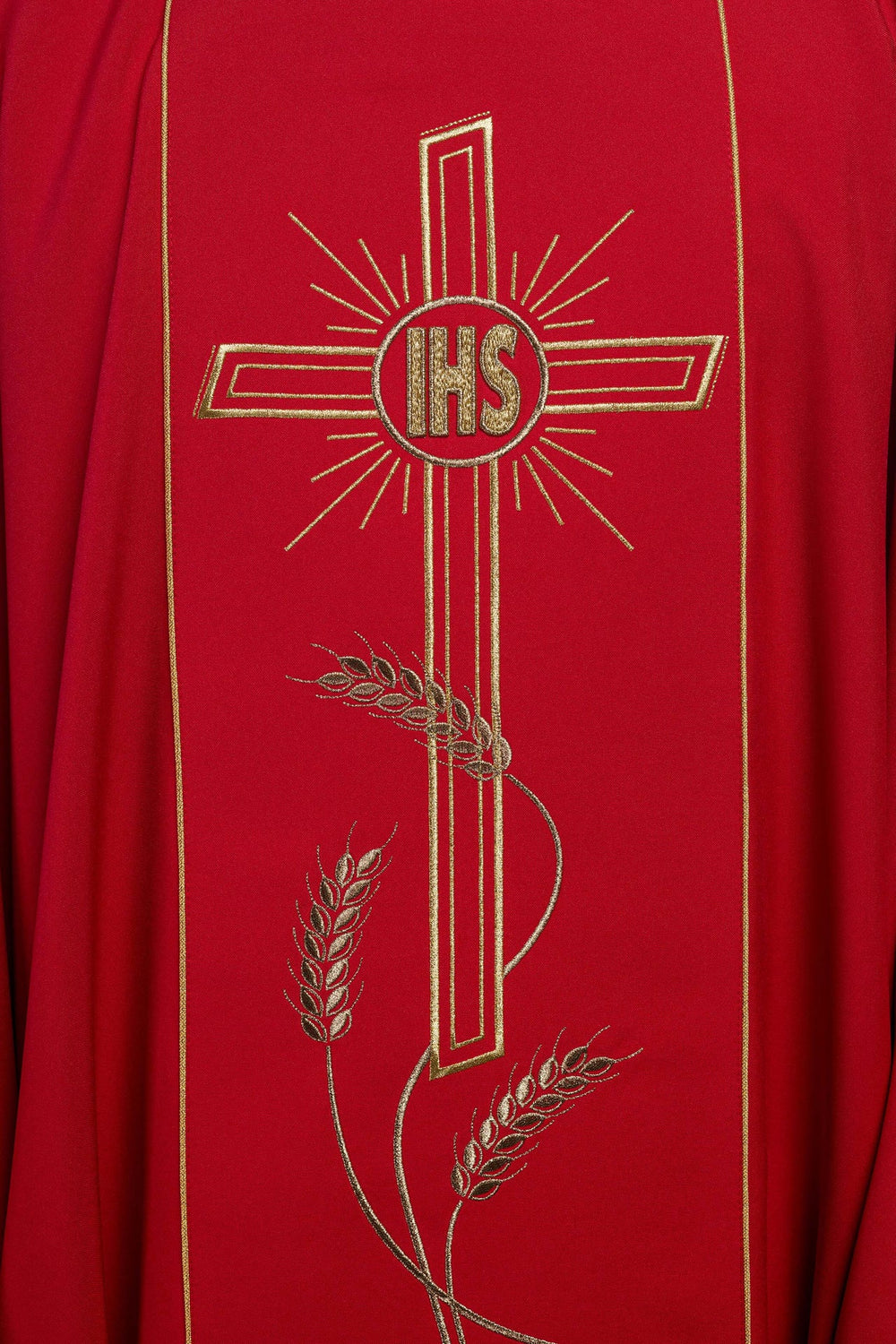 Ornat haftowany Krzyż z symbolem IHS - czerwony (H14) - zdjęcie 3