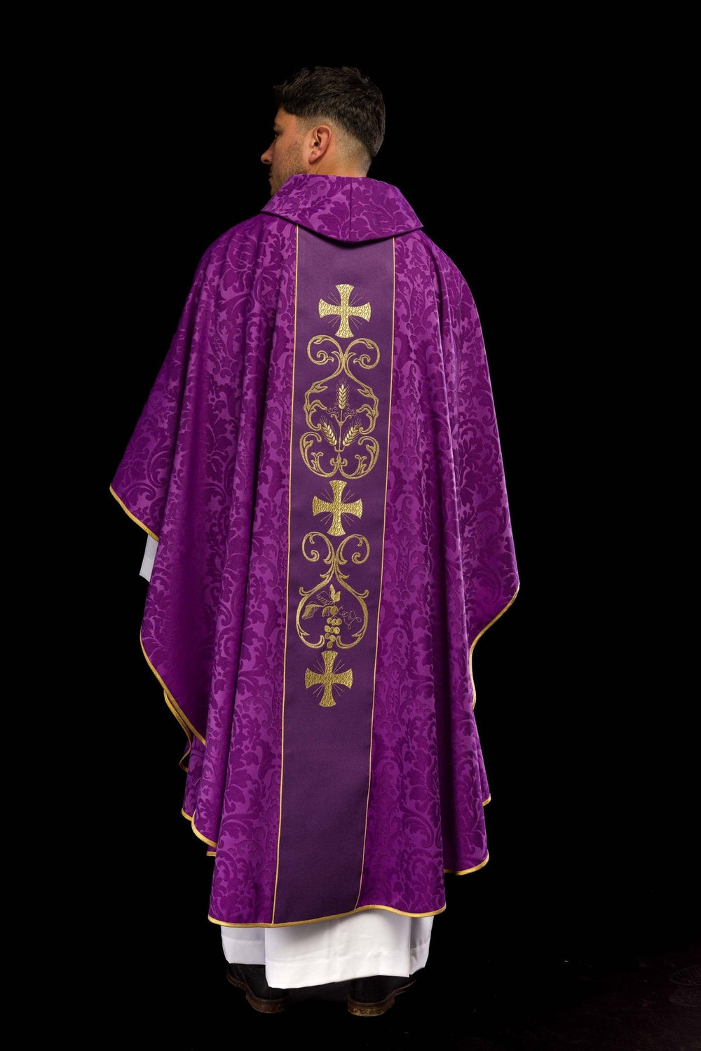 Ornat haftowany IHS i PAX - fioletowy (H36) - zdjęcie 5