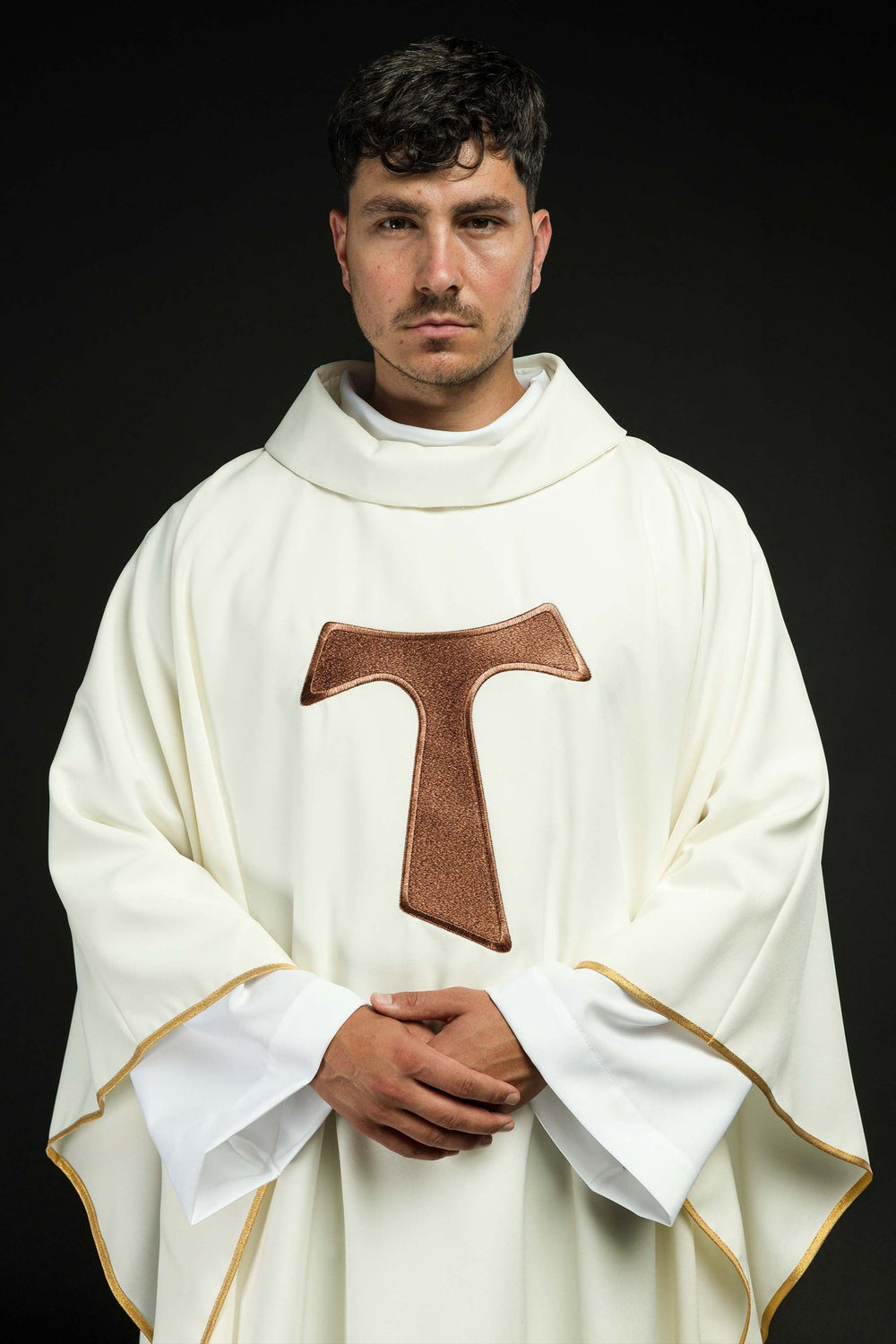Ornat zdobiony franciszkańskim krzyżem TAU - ecru - zdjęcie 4