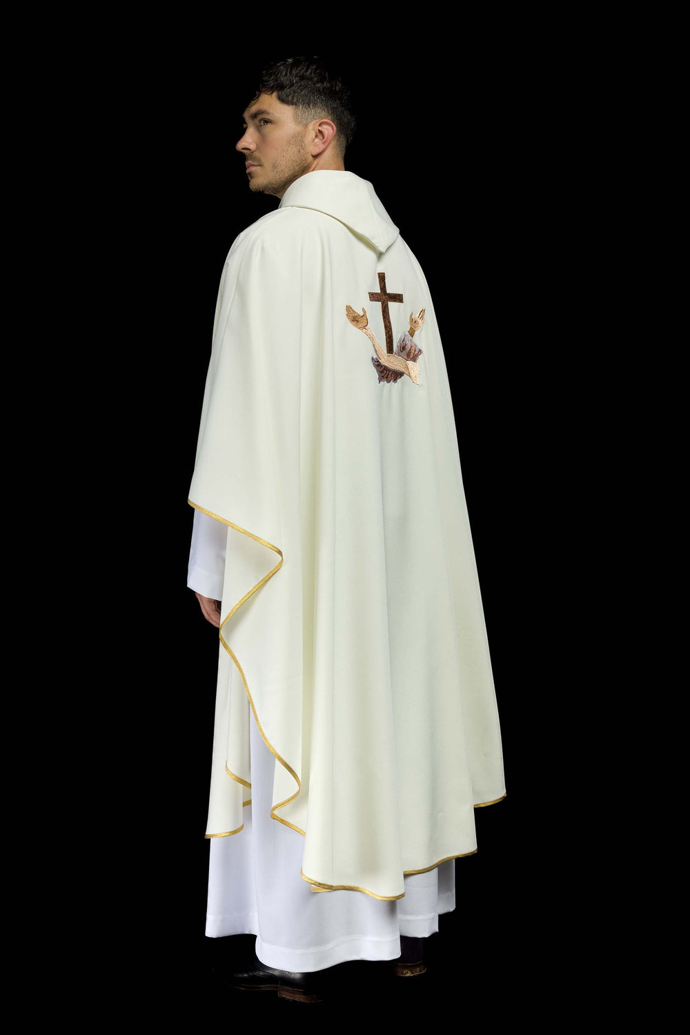 Ornat zdobiony franciszkańskim krzyżem TAU - ecru - zdjęcie 6