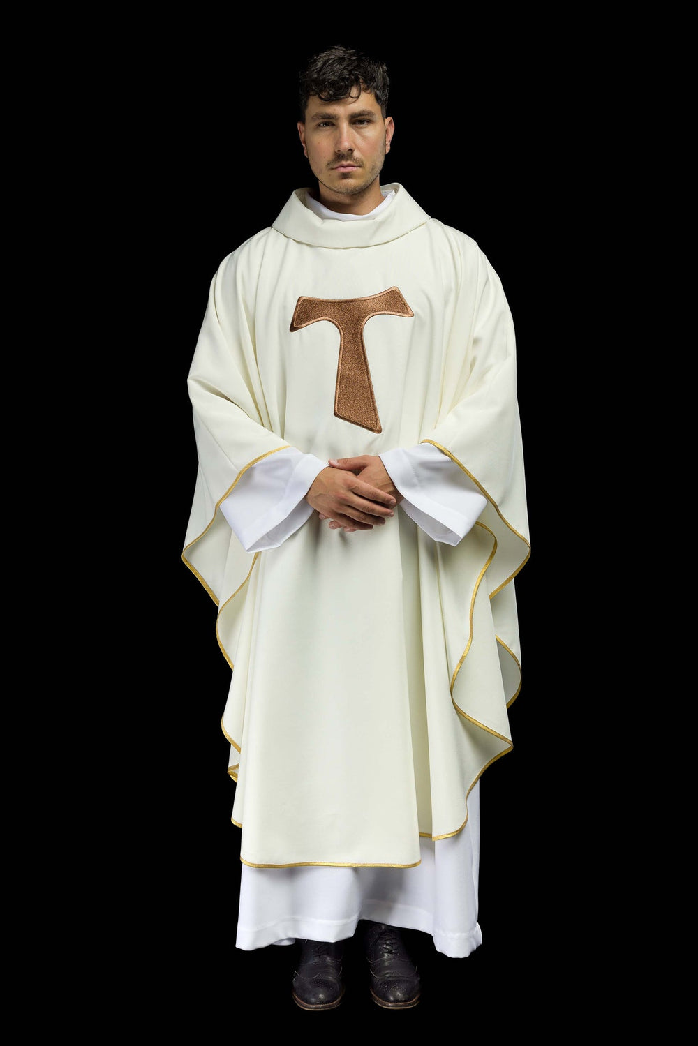 Ornat zdobiony franciszkańskim krzyżem TAU - ecru - zdjęcie 7