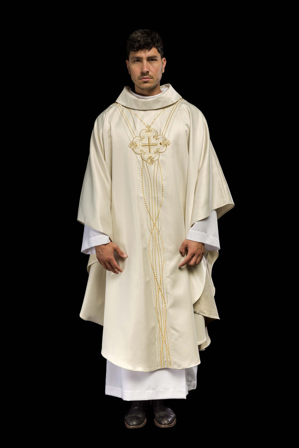 Ornat inspirowany różańcem - błyszcząca ecru tkanina (H66) - zdjęcie 2
