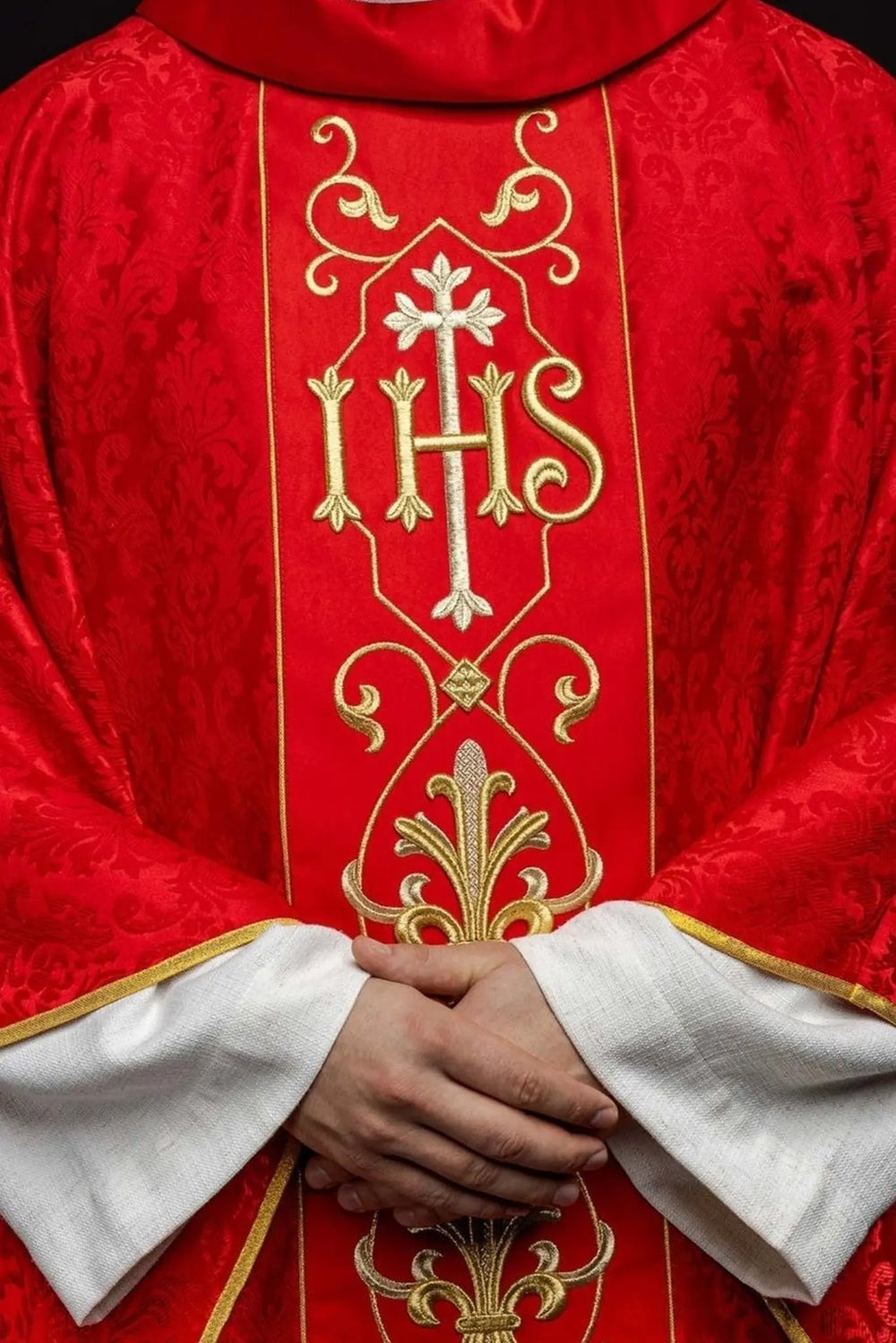 Ornat bogato haftowany IHS - czerwony (H162) - zdjęcie 2