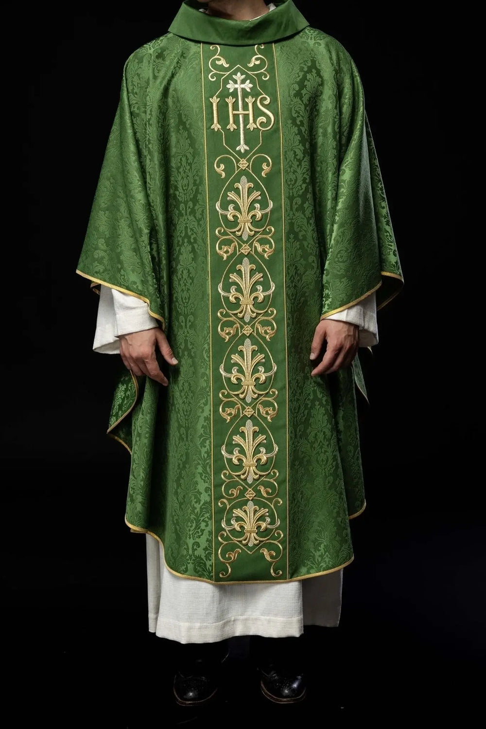Ornat bogato haftowany IHS - zielony (H164) - zdjęcie 2