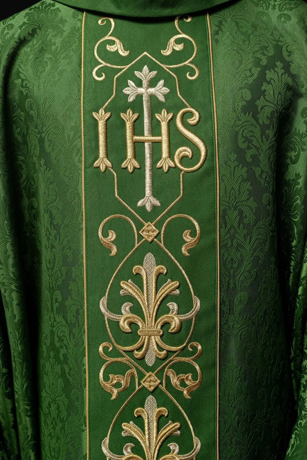 Ornat bogato haftowany IHS - zielony (H164) - zdjęcie 3