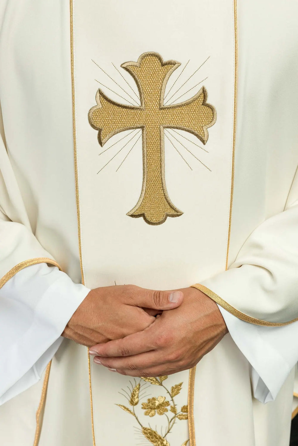 Ornat haftowany krzyż i kłosy - ecru (H182) - zdjęcie 3