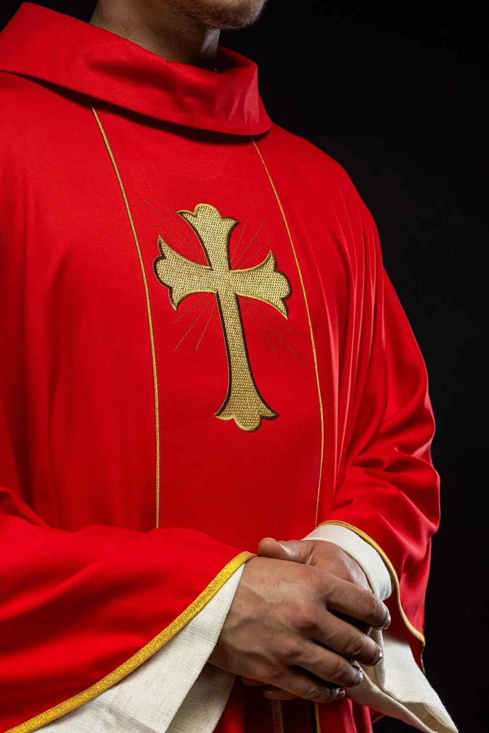 Ornat haftowany krzyż i kłosy - czerwony (H184) - zdjęcie 3