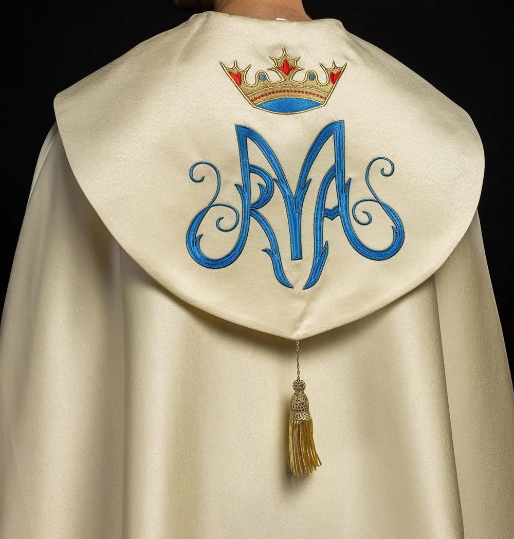 Kapa haftowana maryjna ecru - (14H) - KAPY LITURGICZNE