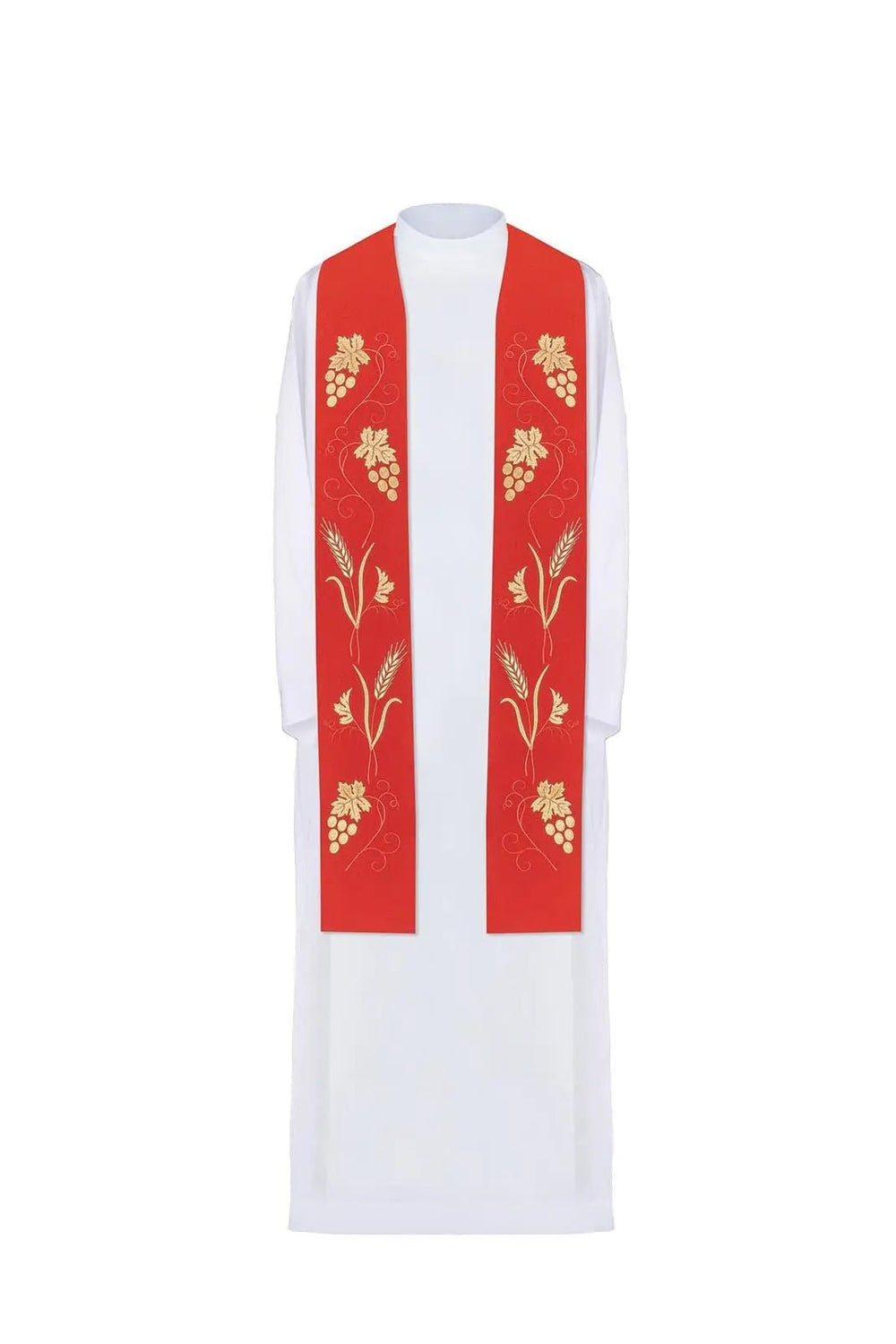 Stuła kapłańska haftowana czerwona (7H) - EUCHARYSTYCZNE